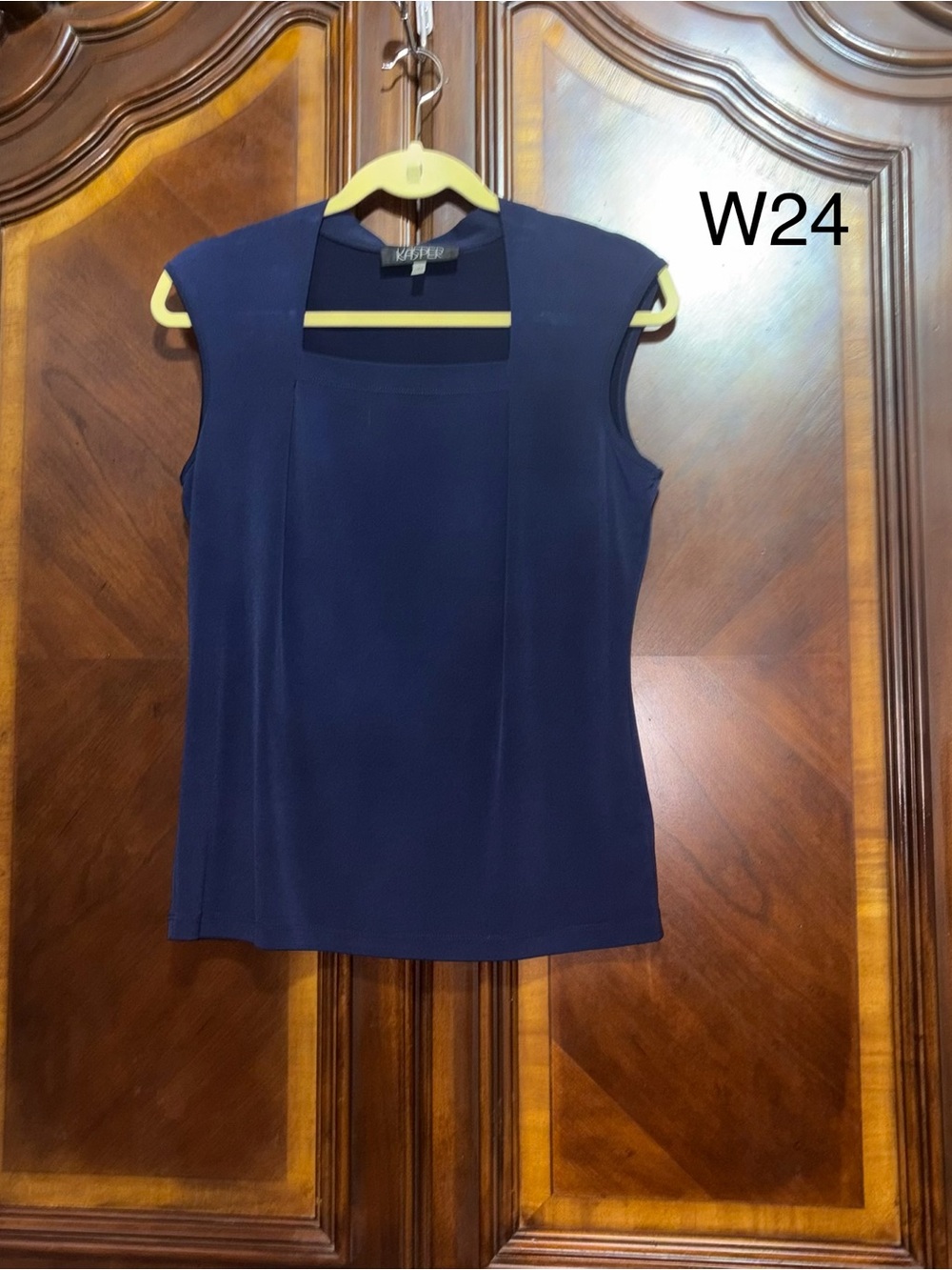 Kasper Navy Square-Neck Cap Sleeve Tank